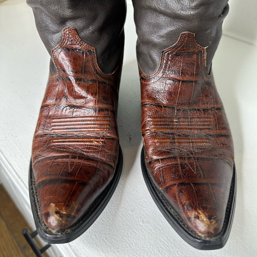 **SOLD**Ariat Women’s 9.5B Exotic Slouch Western Cowboy Boots Brown Leather - Picture 3 of 10